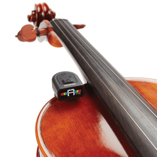 D'Addario-Micro Violin/Viola Tuner shown on instrument